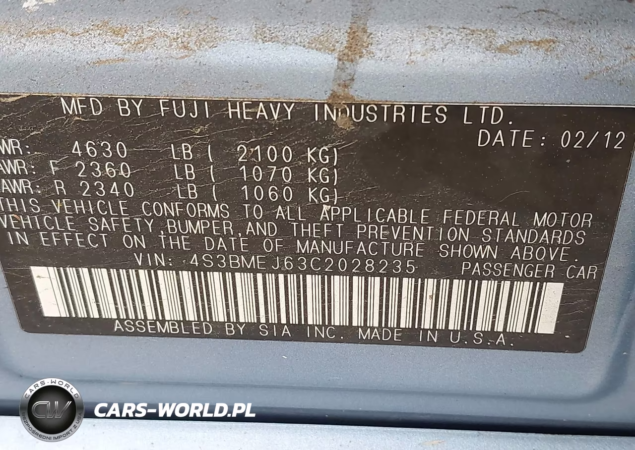 2012 Subaru Legacy 3.6R Limited VIN:4S3BMEJ63C2028235 - 9