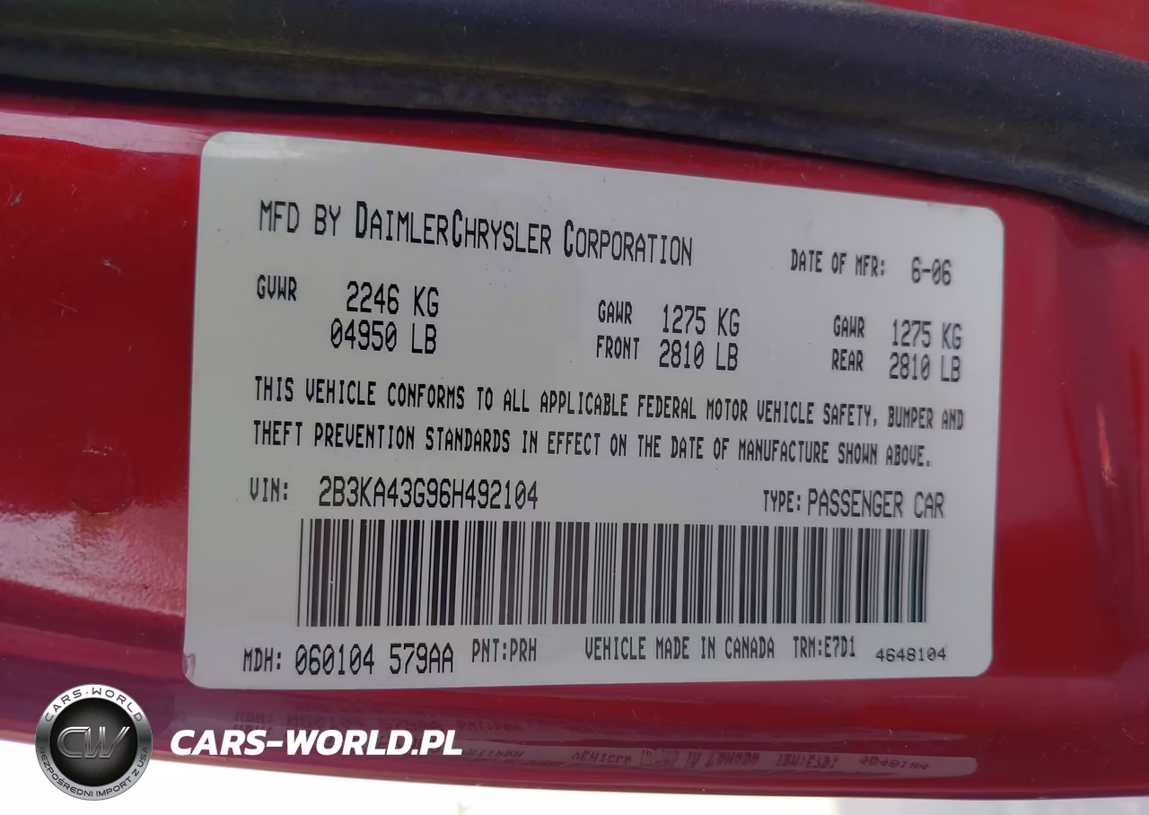 2006 Dodge Charger VIN:2B3KA43G96H492104 - 9