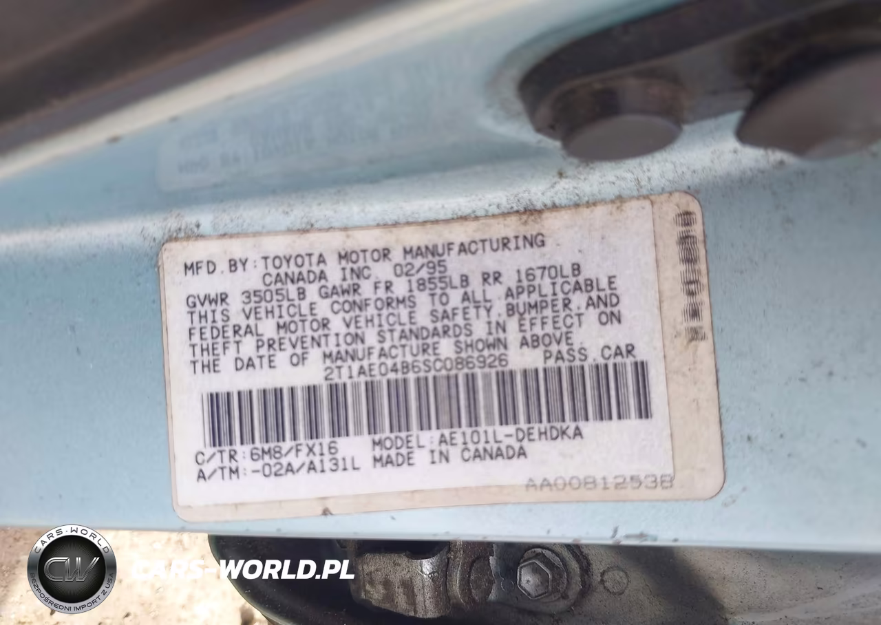 1995 Toyota Corolla VIN:2T1AE04B6SC086926 - 9
