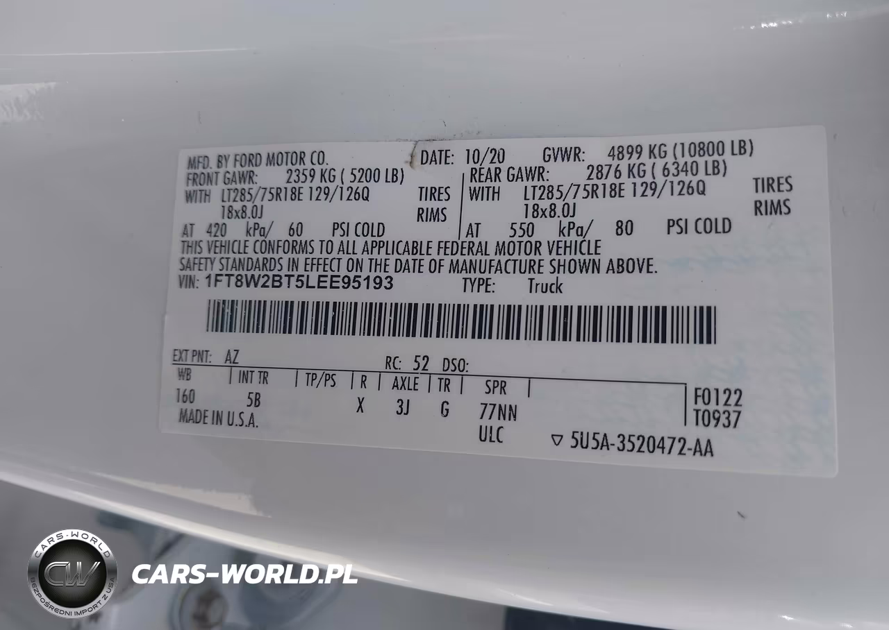 2020 Ford F-250 Lariat VIN:1FT8W2BT5LEE95193 - 8