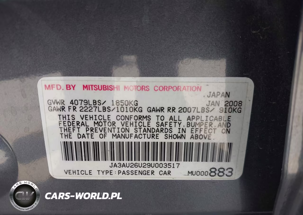 2009 Mitsubishi Lancer Es-Es-Sport VIN:JA3AU26U29U003517 - 9