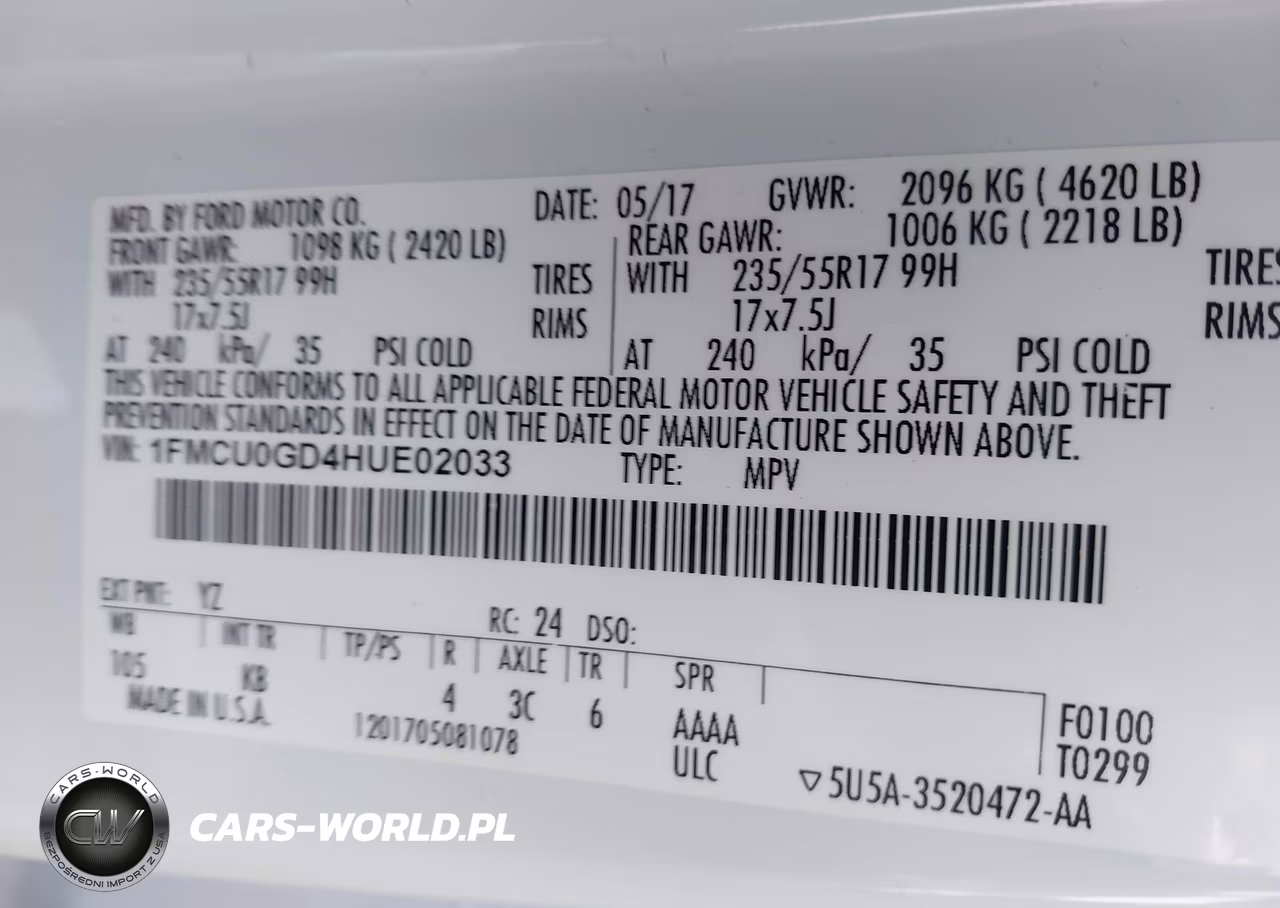 2017 Ford Escape Se VIN:1FMCU0GD4HUE02033 - 9