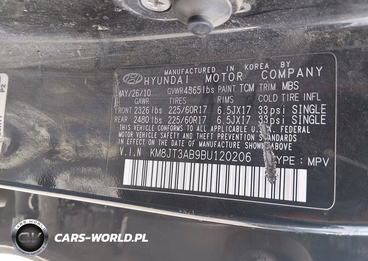 2011 Hyundai Tucson Gl VIN:KM8JT3AB9BU120206 - 9