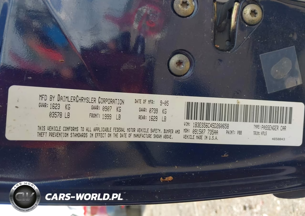 2005 Dodge Neon Sxt VIN:1B3ES56C45D260658 - 9