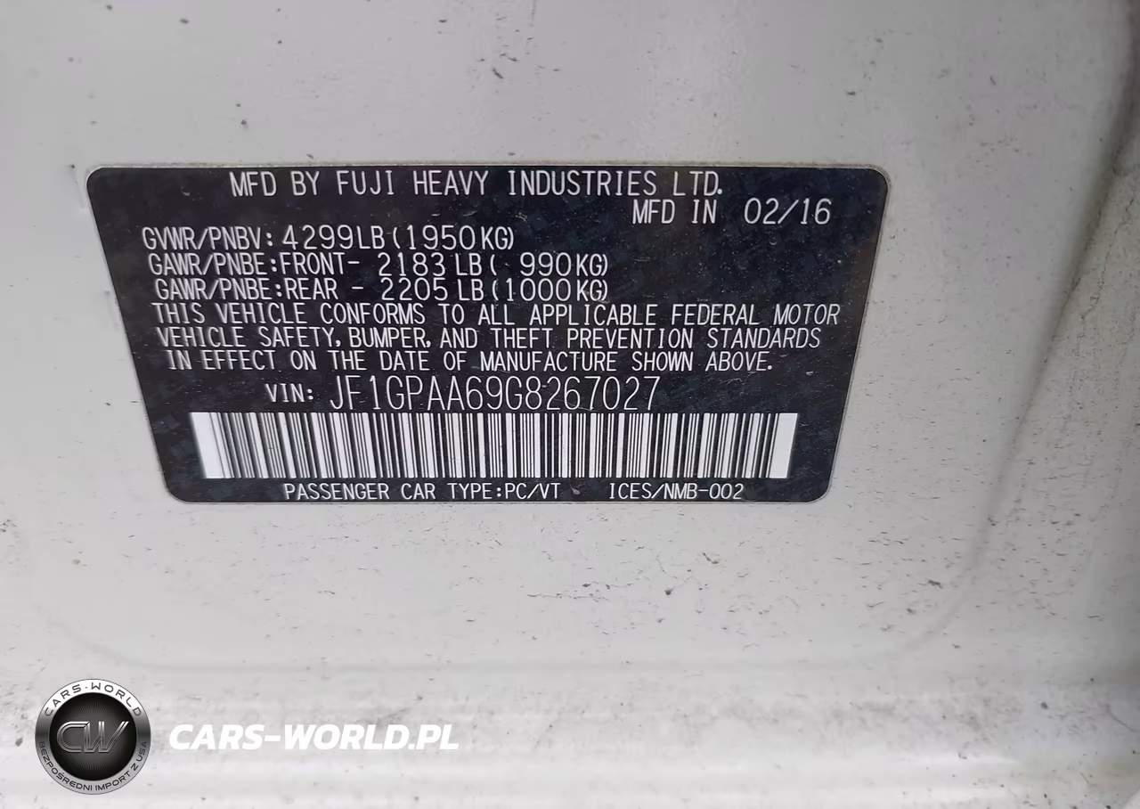 2016 Subaru Impreza 2.0I VIN:JF1GPAA69G8267027 - 9