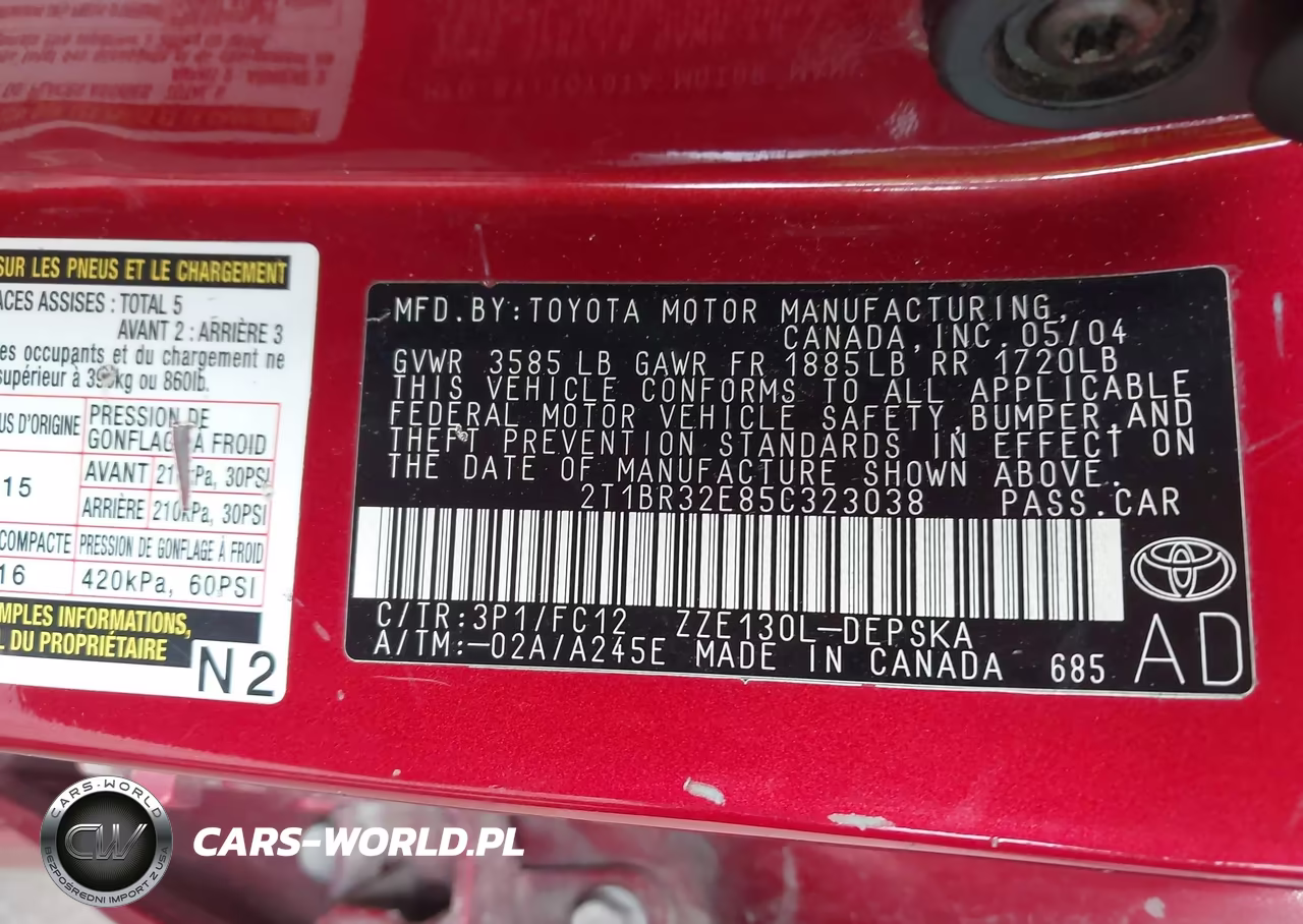 2005 Toyota Corolla S VIN:2T1BR32E85C323038 - 9