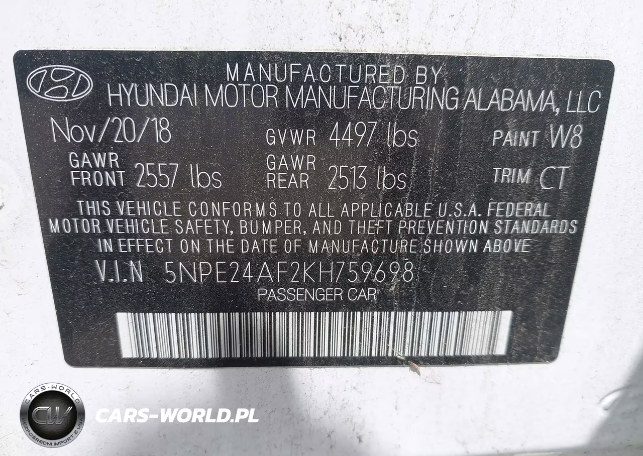 2019 Hyundai Sonata Se VIN:5NPE24AF2KH759698 - 9