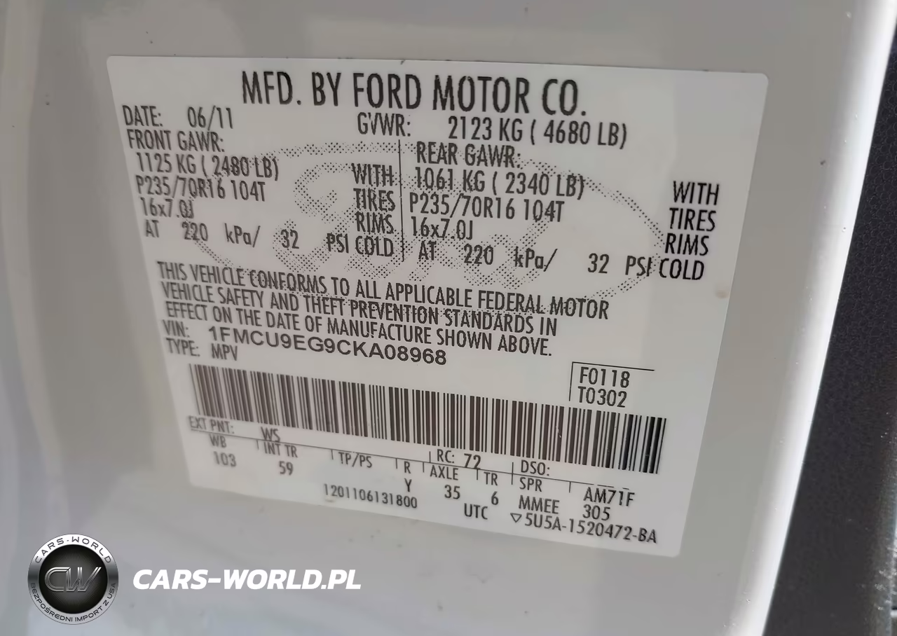 2012 Ford Escape Limited VIN:1FMCU9EG9CKA08968 - 9