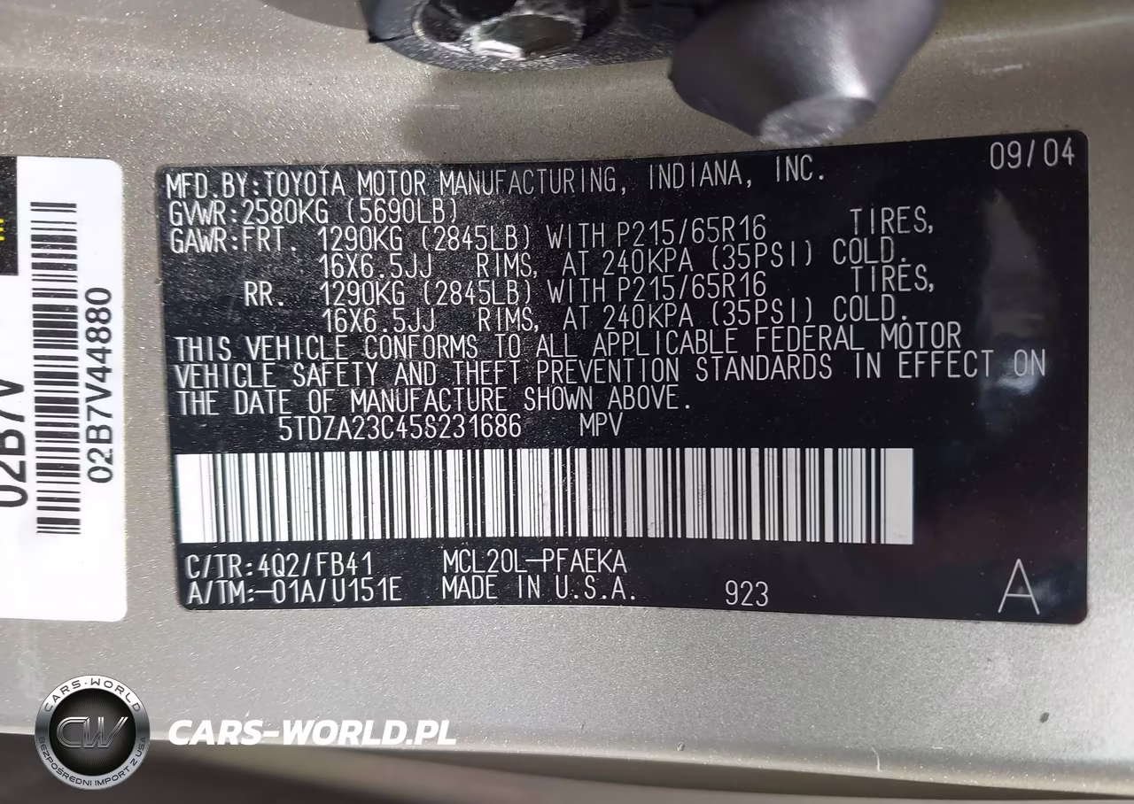 2005 Toyota Sienna Le VIN:5TDZA23C45S231686 - 9