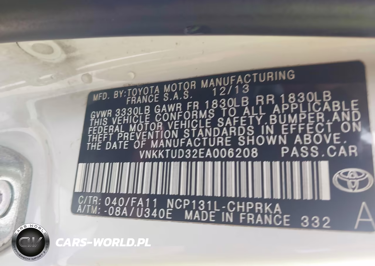 2014 Toyota Yaris L (Tmmf Plant) VIN:VNKKTUD32EA006208 - 9