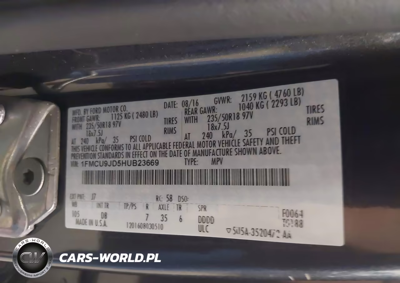 2017 Ford Escape Titanium VIN:1FMCU9JD5HUB23669 - 9
