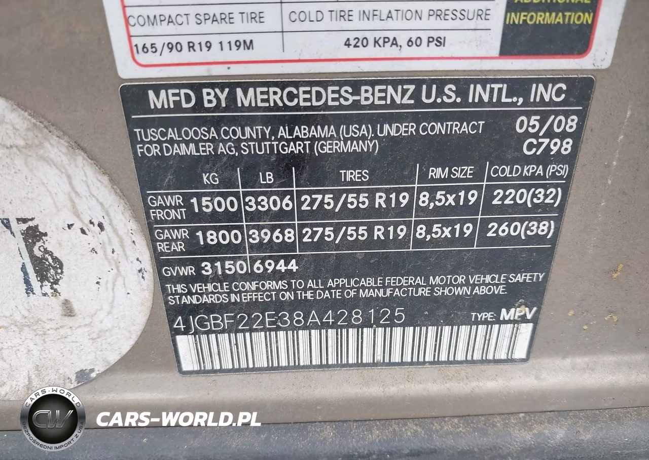2007 Mercedes-Benz Gl-Class VIN:4JGBF22E38A428125 - 9