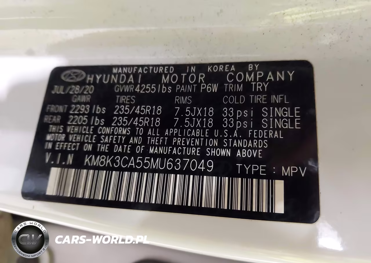 2021 Hyundai Kona Limited VIN:KM8K3CA55MU637049 - 9