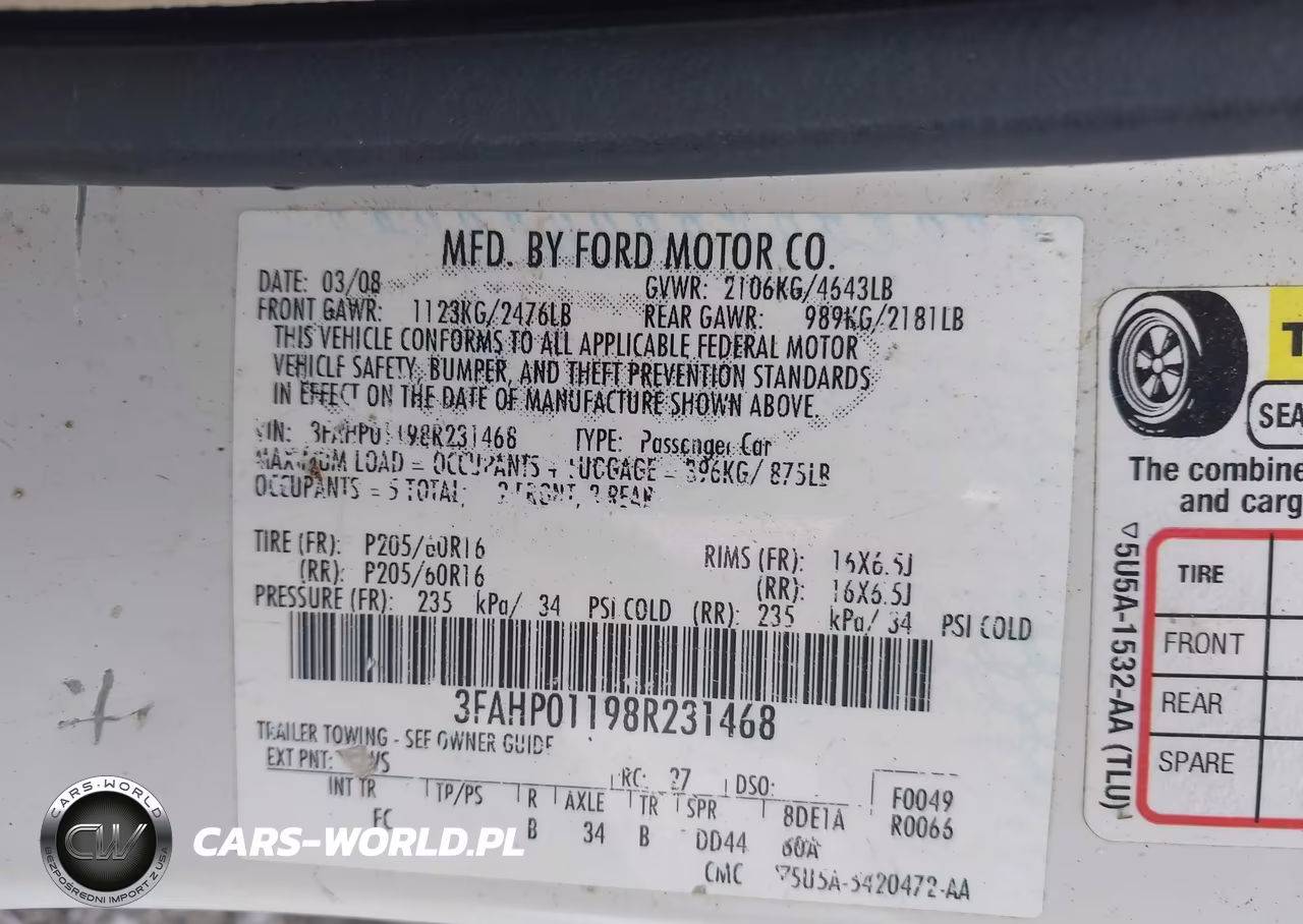 2008 Ford Fusion Se VIN:3FAHP01198R231468 - 9