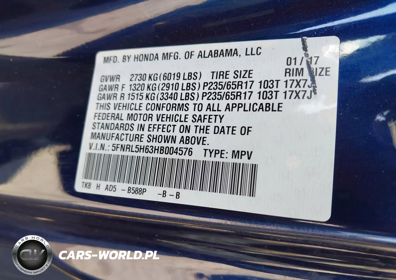 2017 Honda Odyssey Ex-L VIN:5FNRL5H63HB004576 - 9