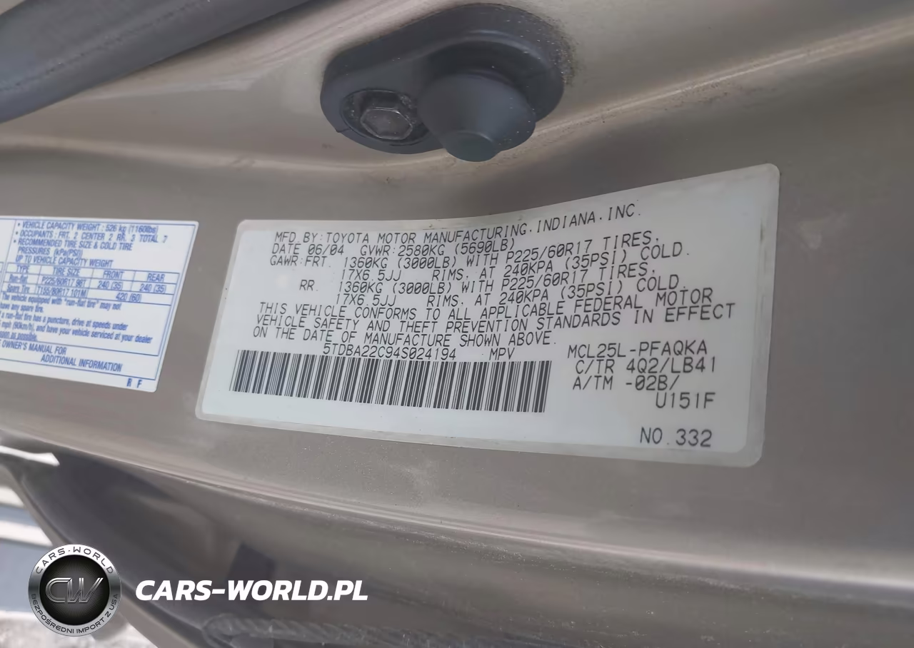 2004 Toyota Sienna Xle Limited VIN:5TDBA22C94S024194 - 9