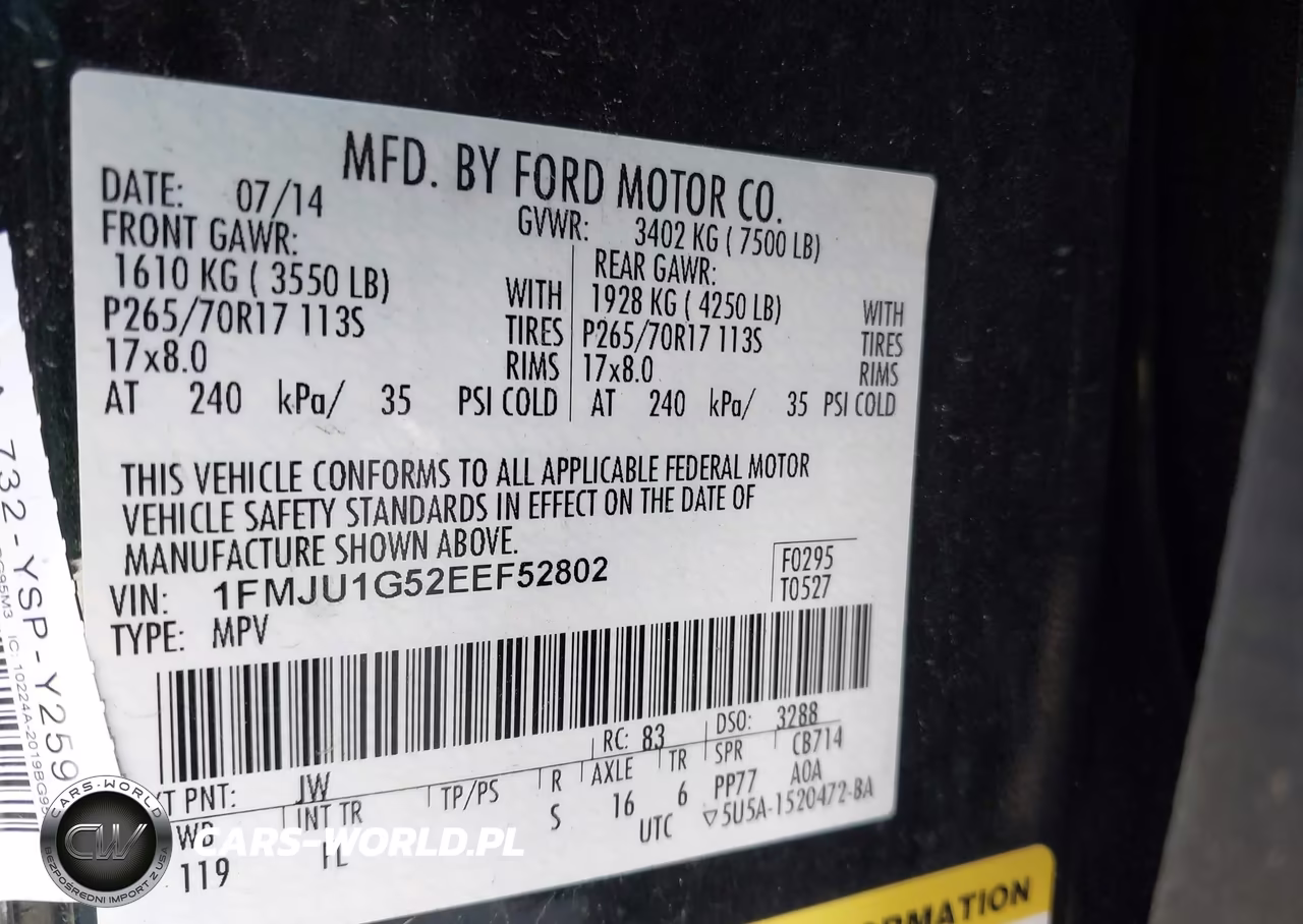 2014 Ford Expedition Xl VIN:1FMJU1G52EEF52802 - 9