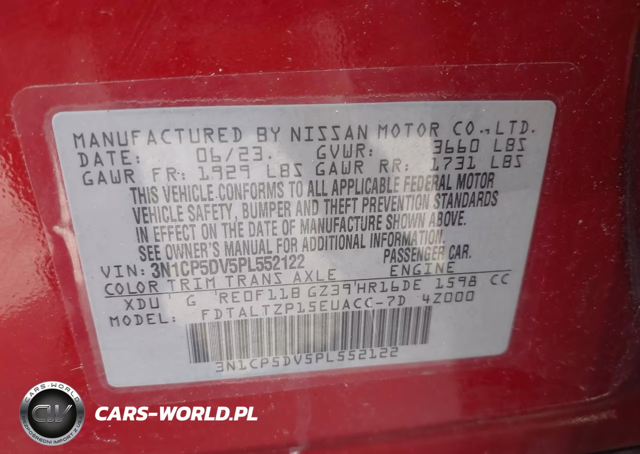 2023 Nissan Kicks Sr VIN:3N1CP5DV5PL552122 - 9