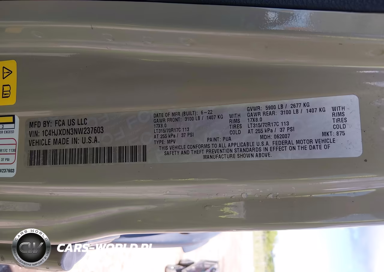 2022 Jeep Wrangler Unlimited Willys Sport 4X4 VIN:1C4HJXDN3NW237603 - 9