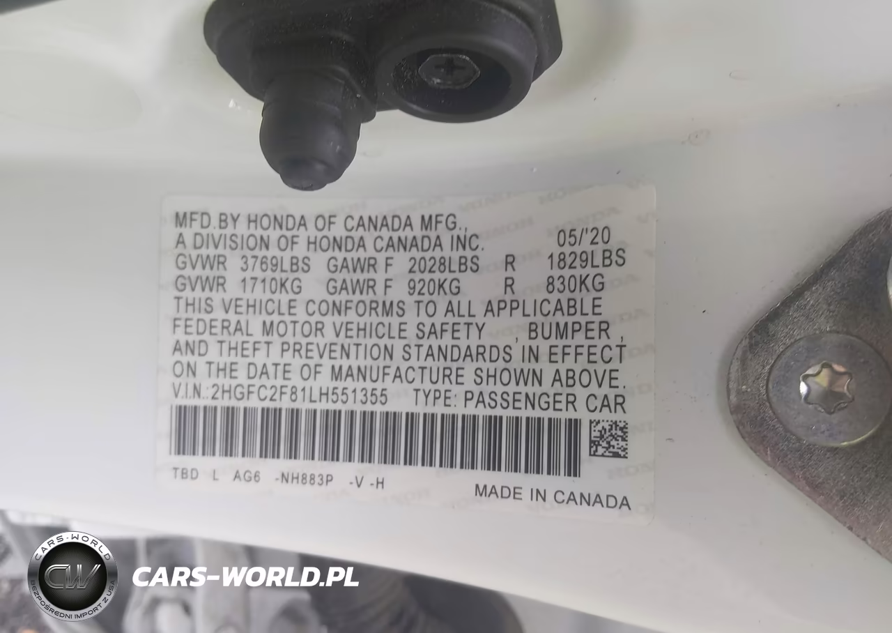 2020 Honda Civic Sport VIN:2HGFC2F81LH551355 - 9