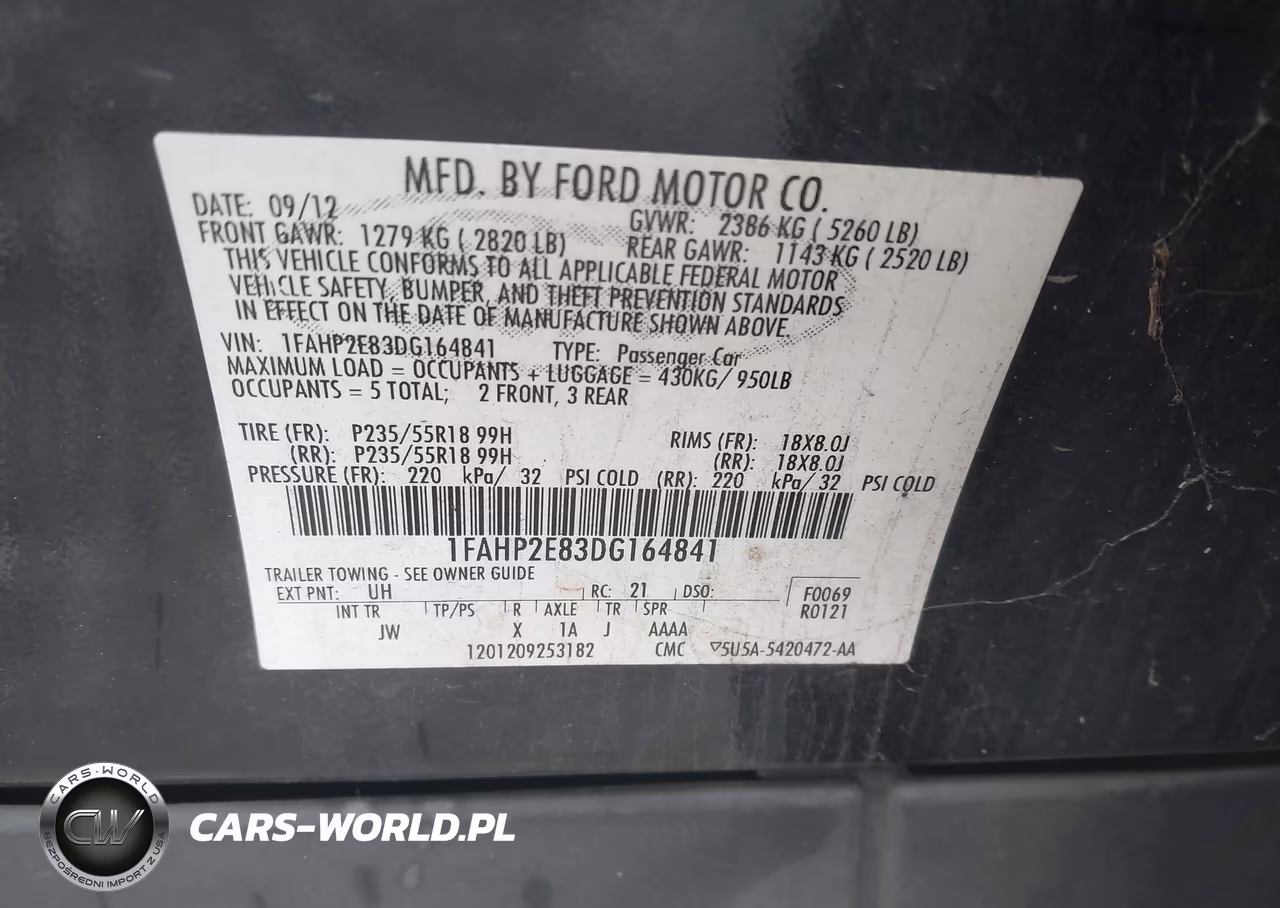 2013 Ford Taurus Sel VIN:1FAHP2E83DG164841 - 9