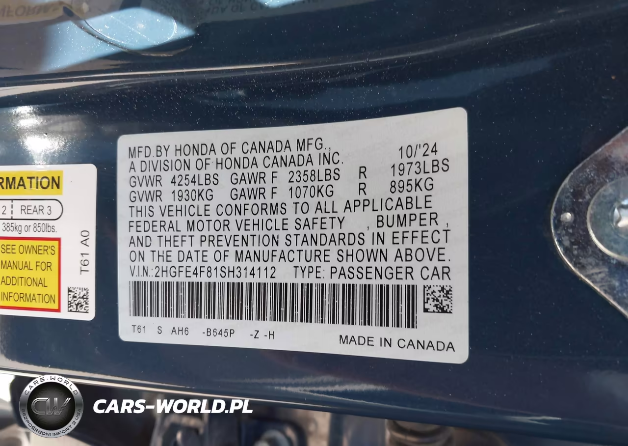 2025 Honda Civic Hybrid Sport-Sport Touring VIN:2HGFE4F81SH314112 - 9