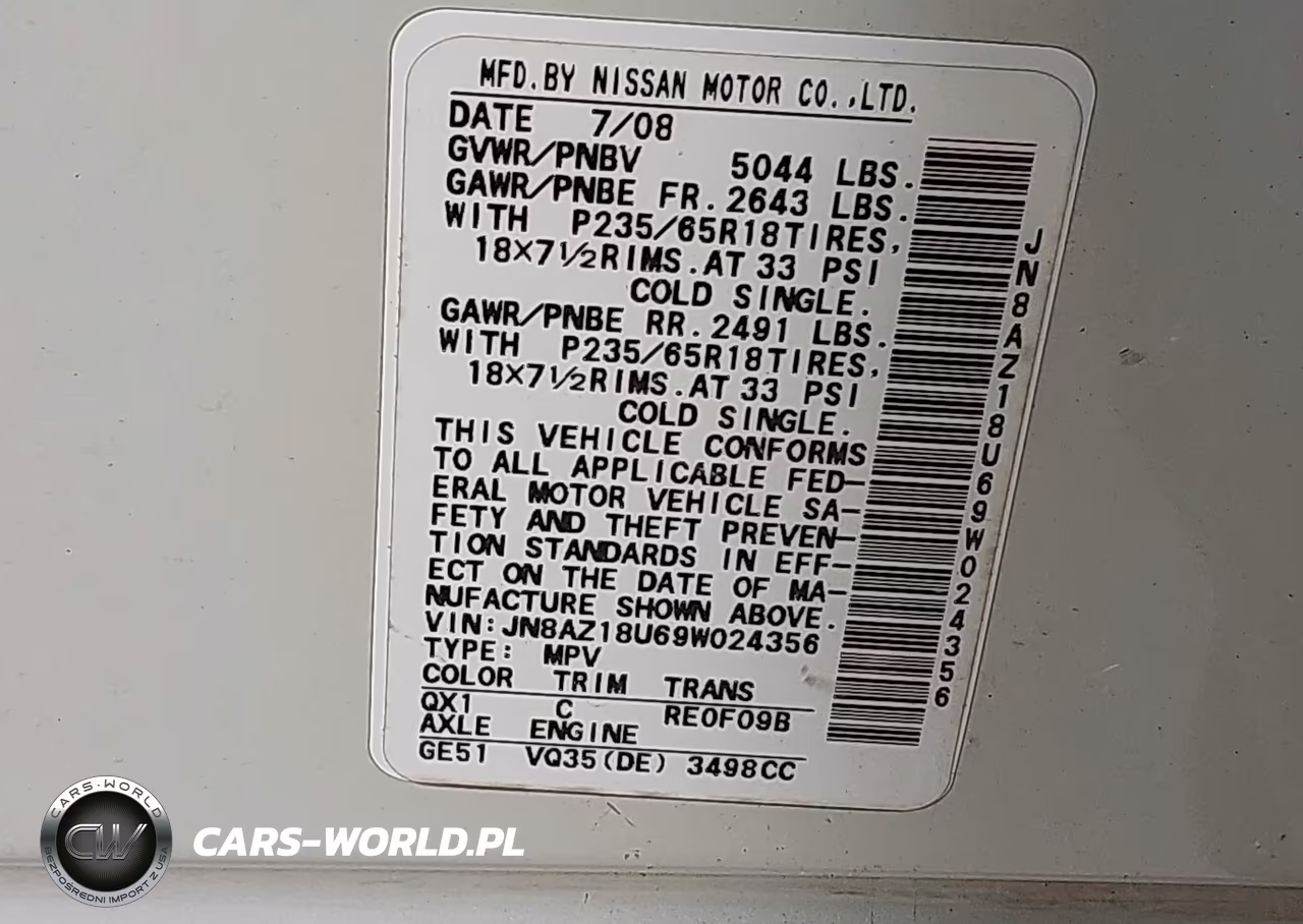 2009 Nissan Murano Sl VIN:JN8AZ18U69W024356 - 9