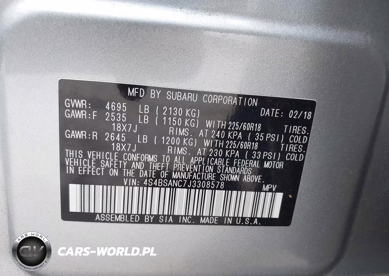 2018 Subaru Outback 2.5I Limited VIN:4S4BSANC7J3308578 - 9