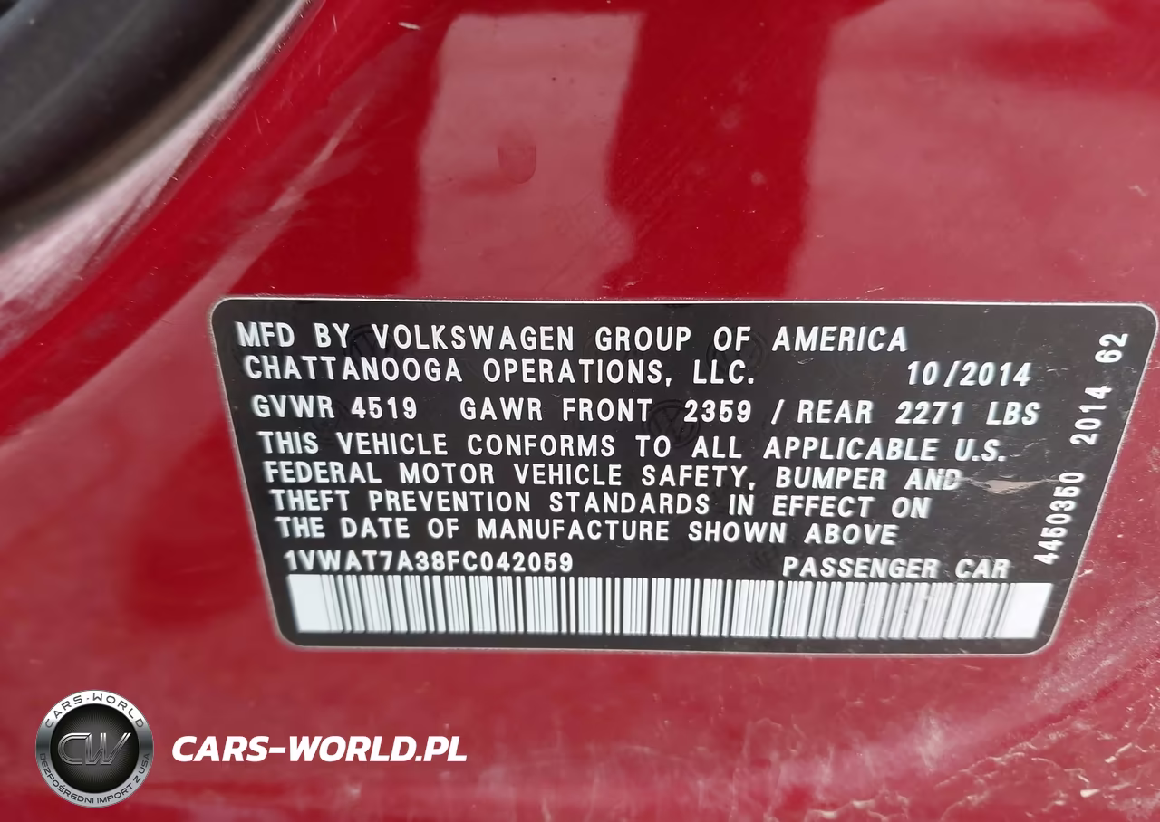 2015 Volkswagen Passat 1.8T Wolfsburg Edition VIN:1VWAT7A38FC042059 - 9