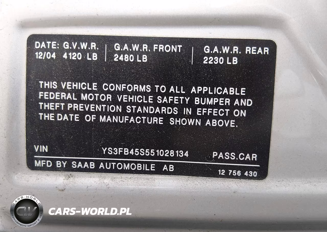 2005 Saab 9-3 Linear VIN:YS3FB45S551028134 - 9
