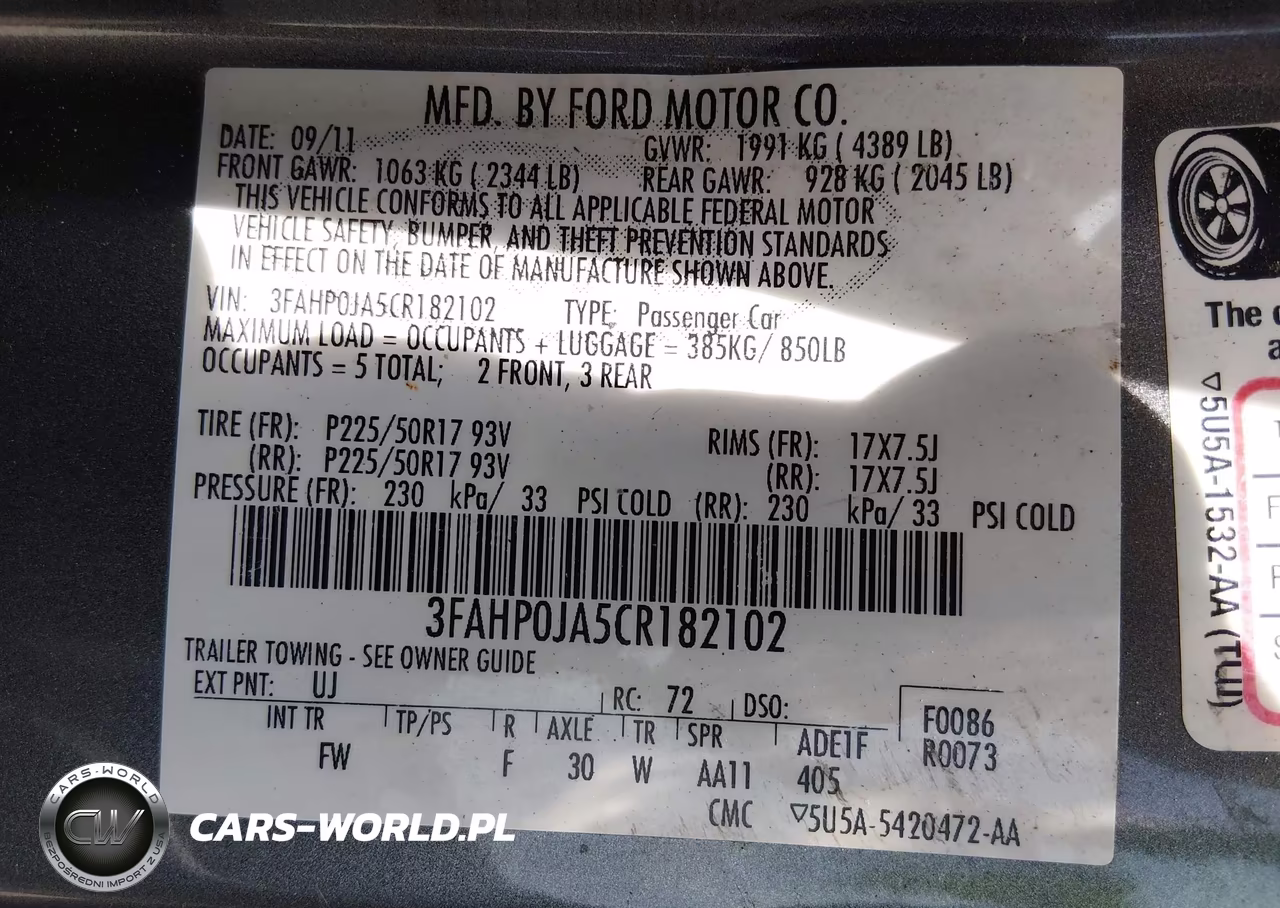 2012 Ford Fusion Sel VIN:3FAHP0JA5CR182102 - 9