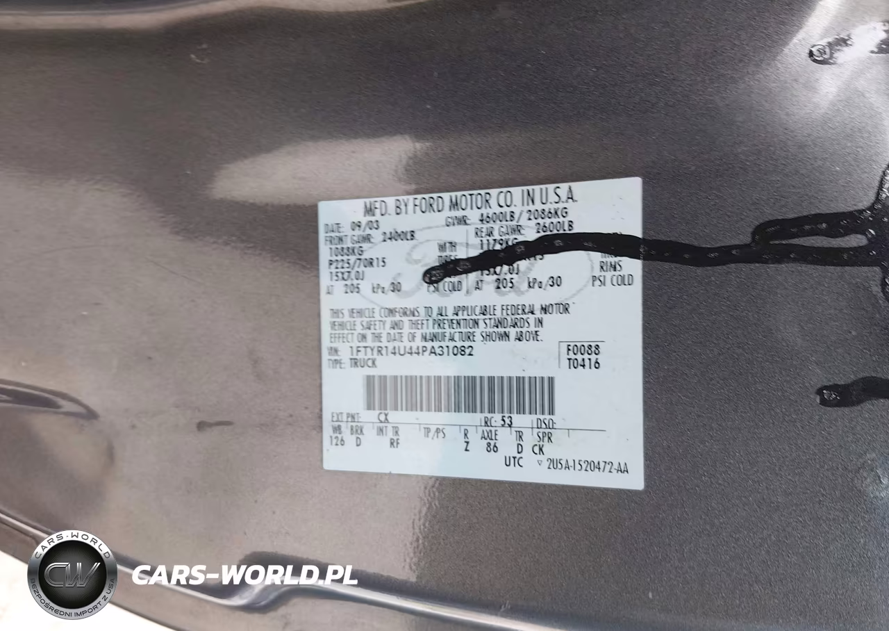 2004 Ford Ranger Edge-Tremor-Xl-Xlt VIN:1FTYR14U44PA31082 - 9
