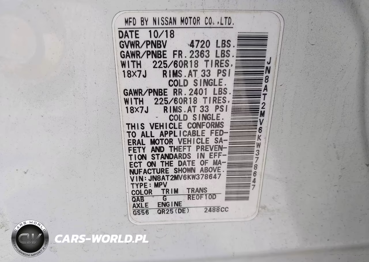 2019 Nissan Rogue Sv VIN:JN8AT2MV6KW378647 - 9