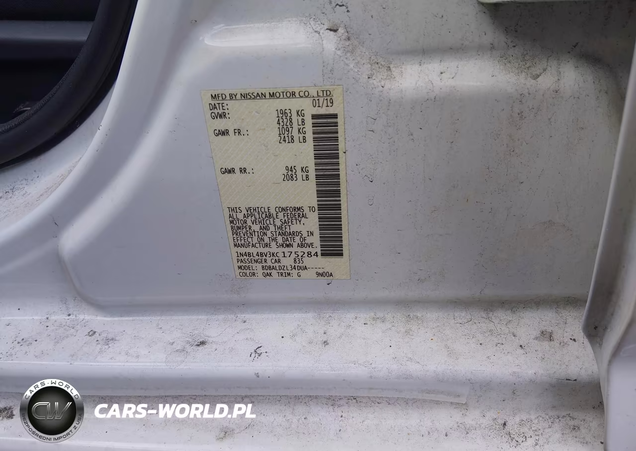 2019 Nissan Altima 2.5 S VIN:1N4BL4BV3KC175284 - 9