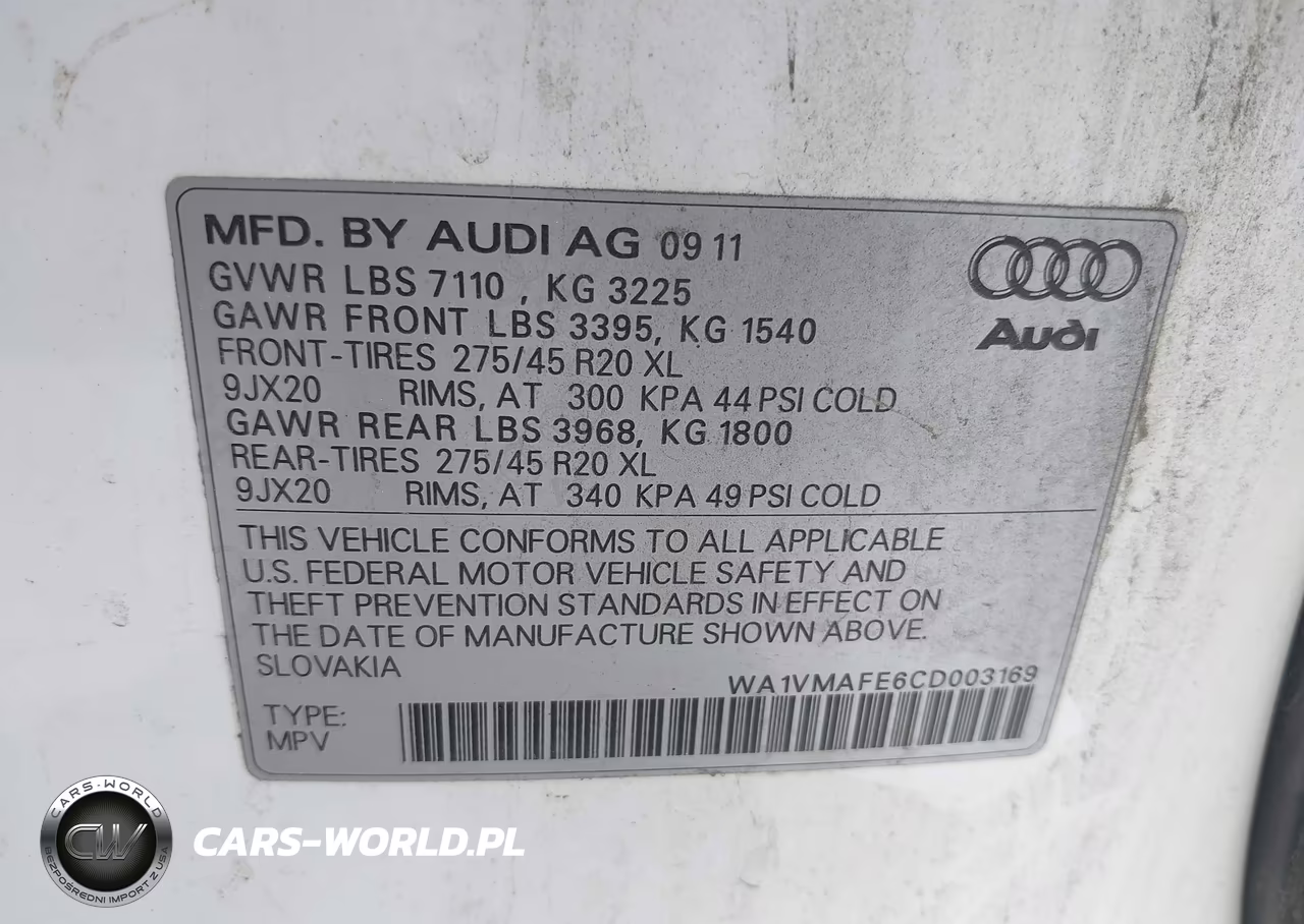 2012 Audi Q7 3.0 Tdi Premium VIN:WA1VMAFE6CD003169 - 9
