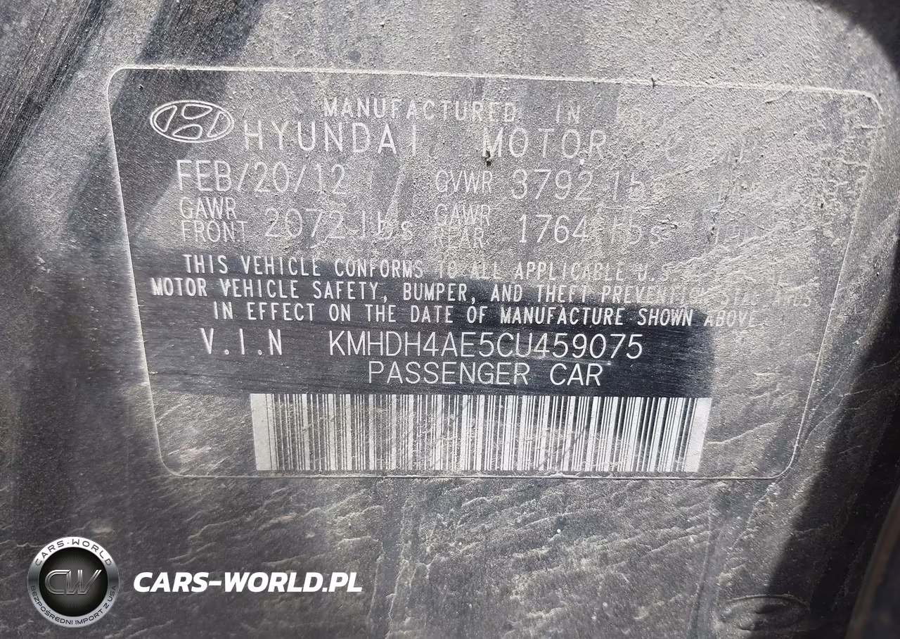 2012 Hyundai Elantra Limited (Ulsan Plant) VIN:KMHDH4AE5CU459075 - 9