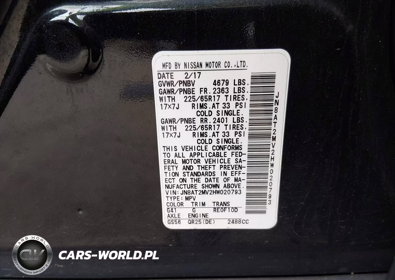 2017 Nissan Rogue Sv VIN:JN8AT2MV2HW020793 - 9