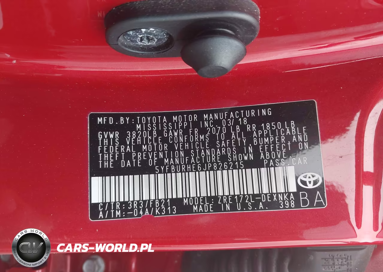 2018 Toyota Corolla Le VIN:5YFBURHE6JP826215 - 9