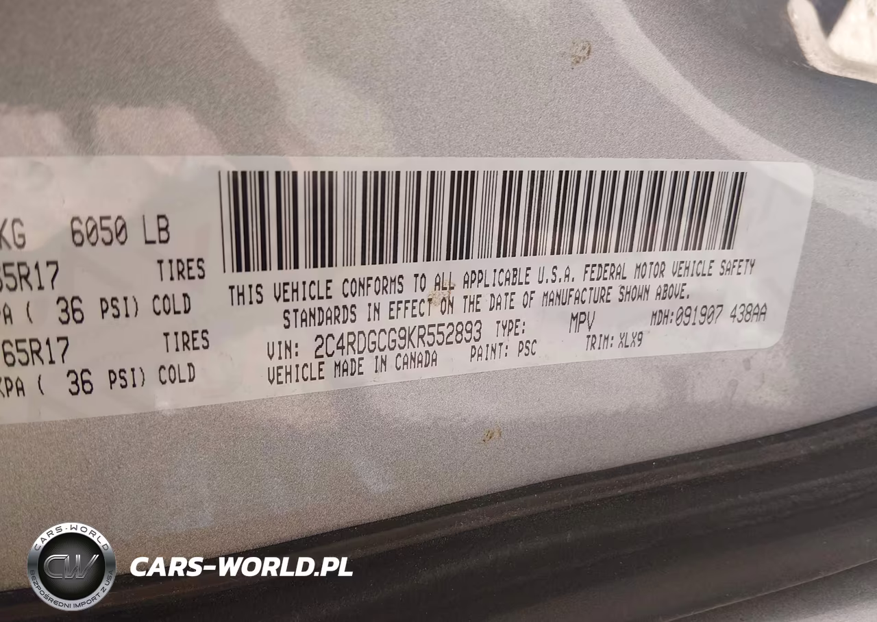 2019 Dodge Grand Caravan Sxt VIN:2C4RDGCG9KR552893 - 9