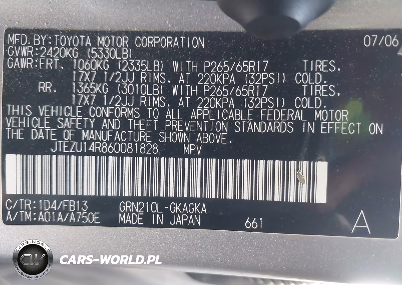 2006 Toyota 4Runner Sr5 Sport V6 VIN:JTEZU14R860081828 - 9