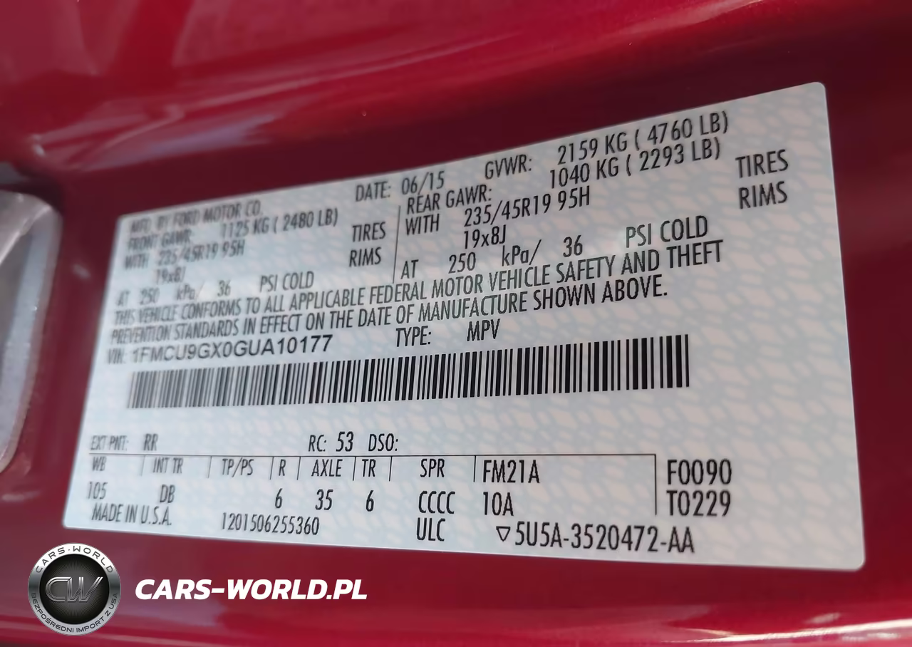 2016 Ford Escape Se VIN:1FMCU9GX0GUA10177 - 9