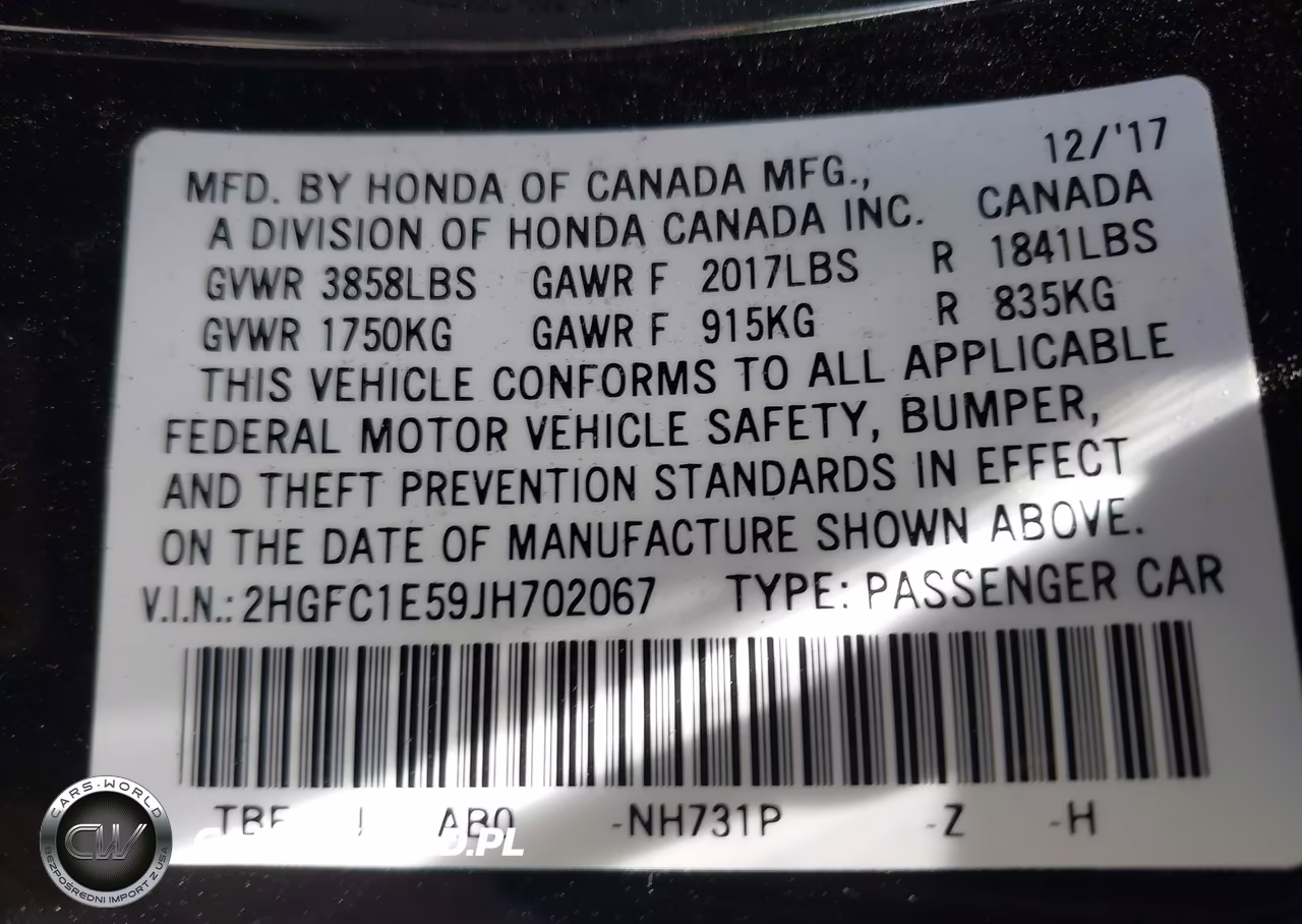 2018 Honda Civic Si VIN:2HGFC1E59JH702067 - 9