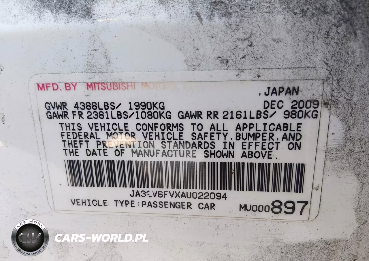 2010 Mitsubishi Lancer Ralliart VIN:JA32V6FVXAU022094 - 9