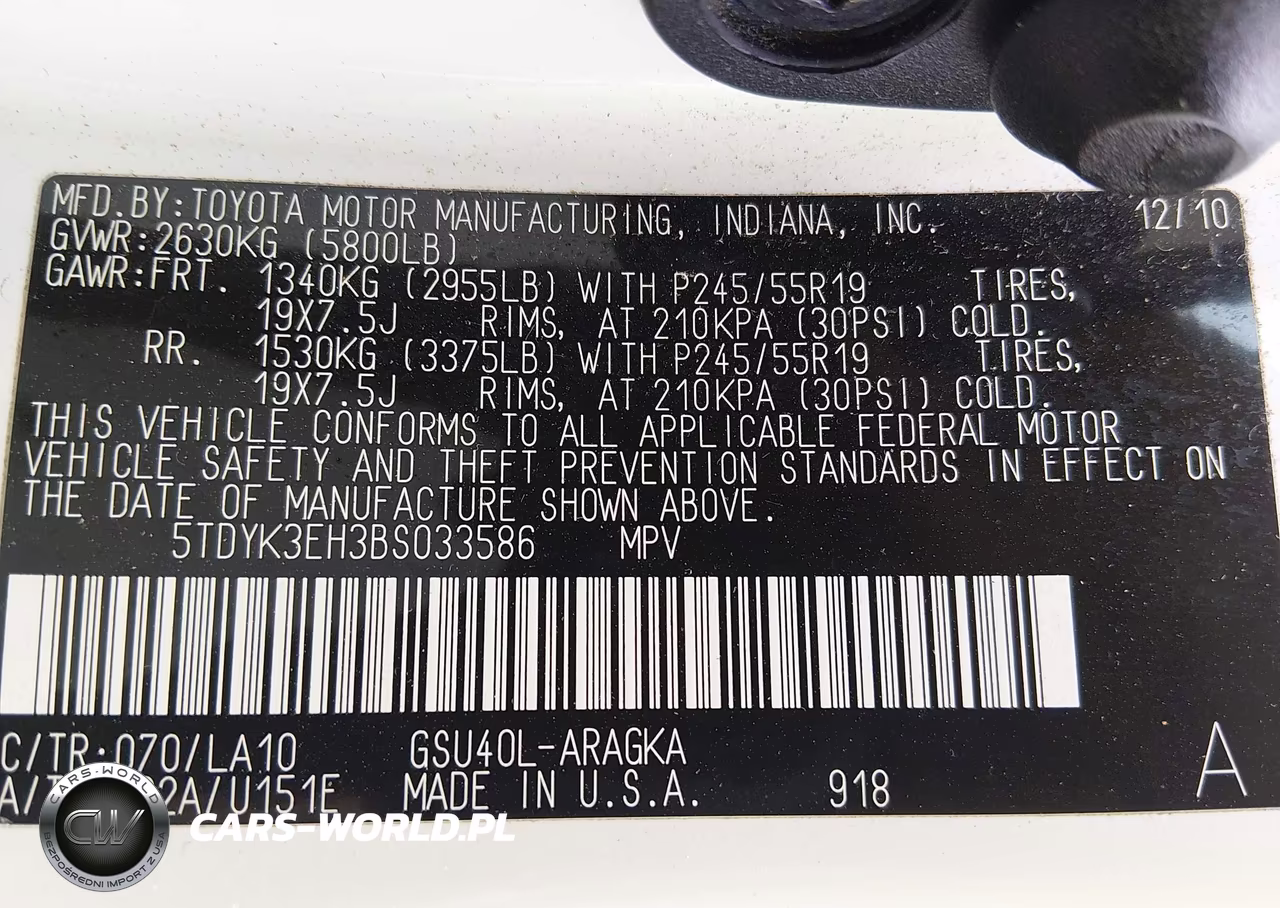 2011 Toyota Highlander Limited V6 VIN:5TDYK3EH3BS033586 - 9