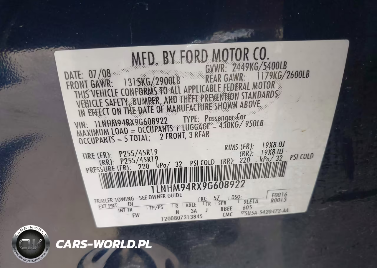 2009 Lincoln Mks VIN:1LNHM94RX9G608922 - 9