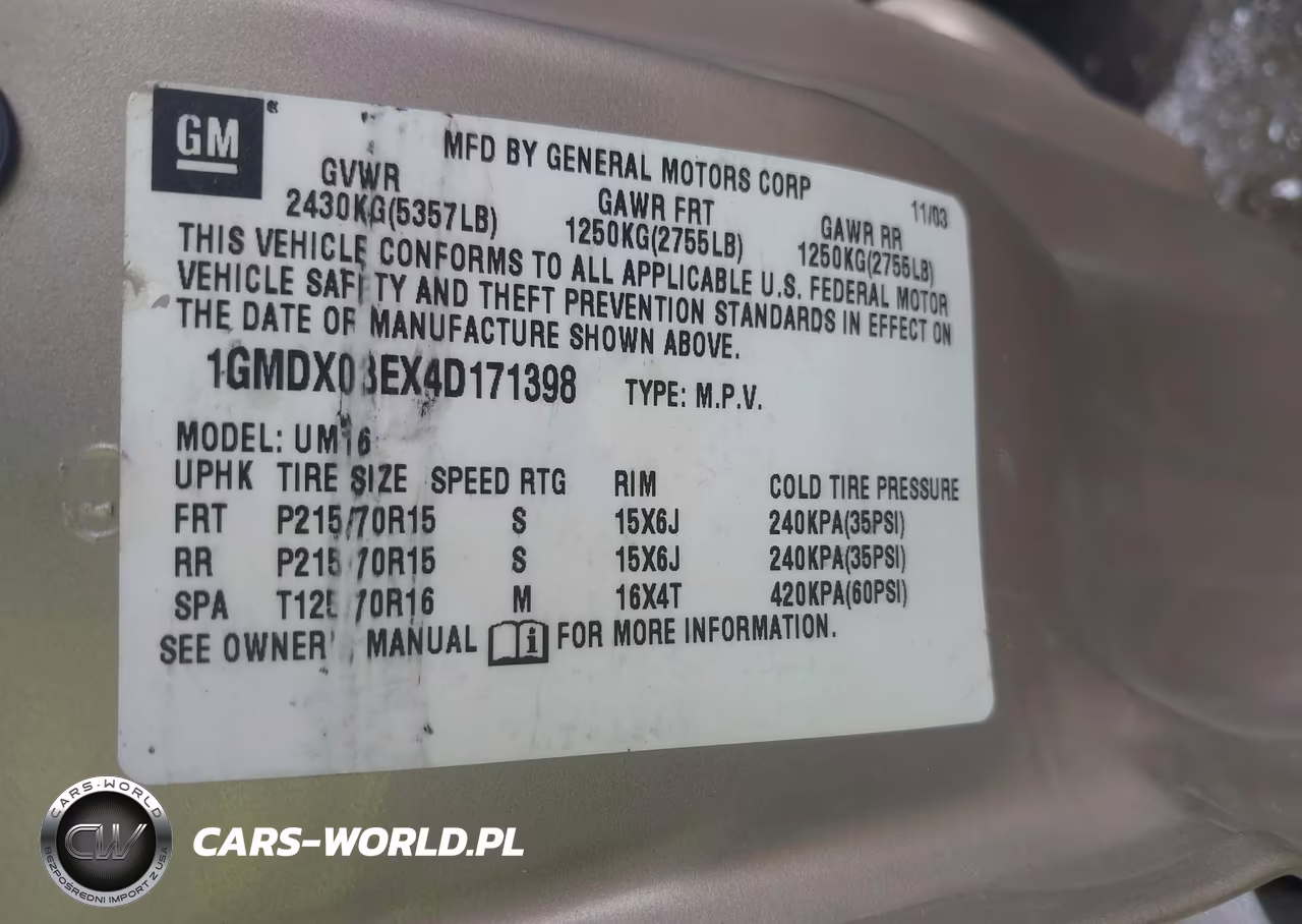 2004 Pontiac Montana M16 W-1Sa Pkg. VIN:1GMDX03EX4D171398 - 9