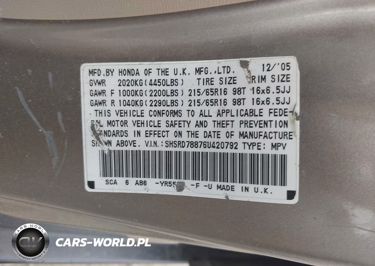 2006 Honda Cr-V Ex VIN:SHSRD78876U420792 - 9