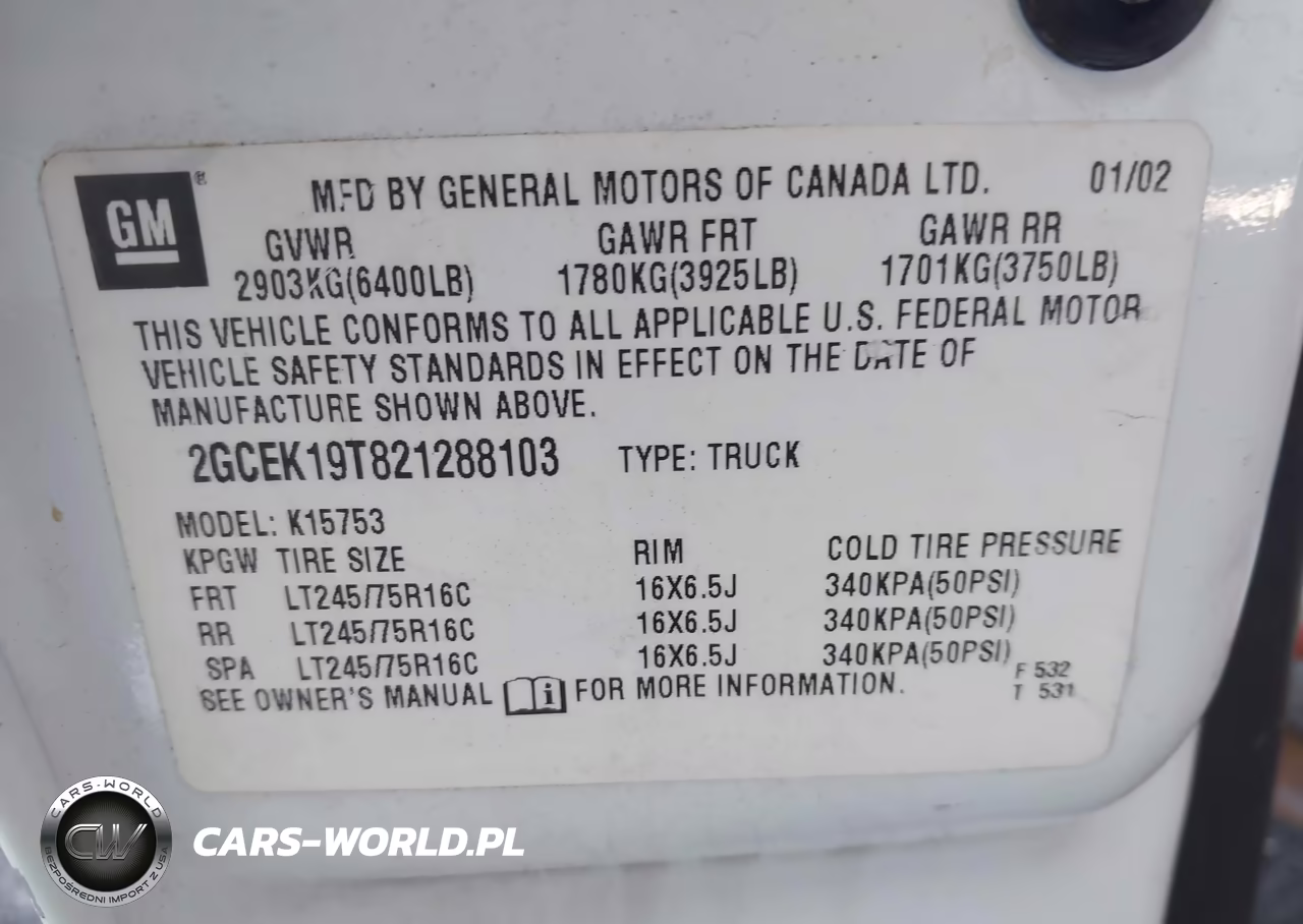 2002 Chevrolet Silverado 1500 VIN:2GCEK19T821288103 - 9