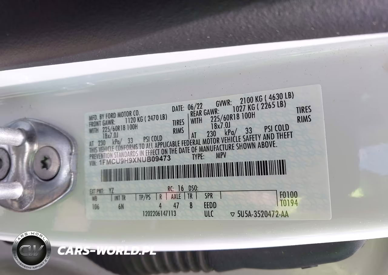 2022 Ford Escape Sel VIN:1FMCU9H9XNUB09473 - 9