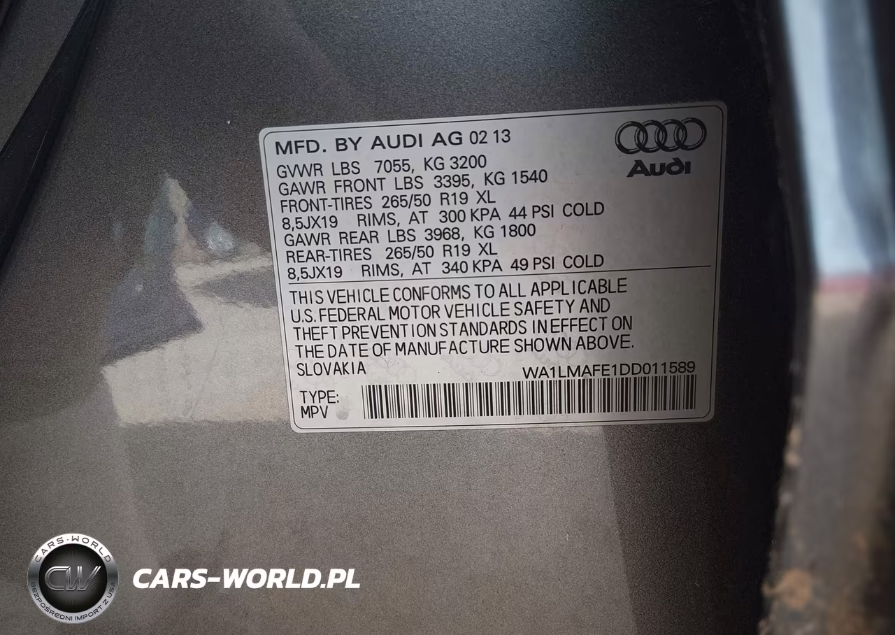 2013 Audi Q7 3.0 Tdi Premium VIN:WA1LMAFE1DD011589 - 9